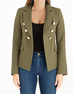 Sophia Gold Button Army Green Blazer